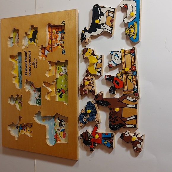 Fisher-Price Farm Animals Melissa & Doug Jumbo Knob House Pet Wood Puzzles LOT 3 - Picture 2 of 6